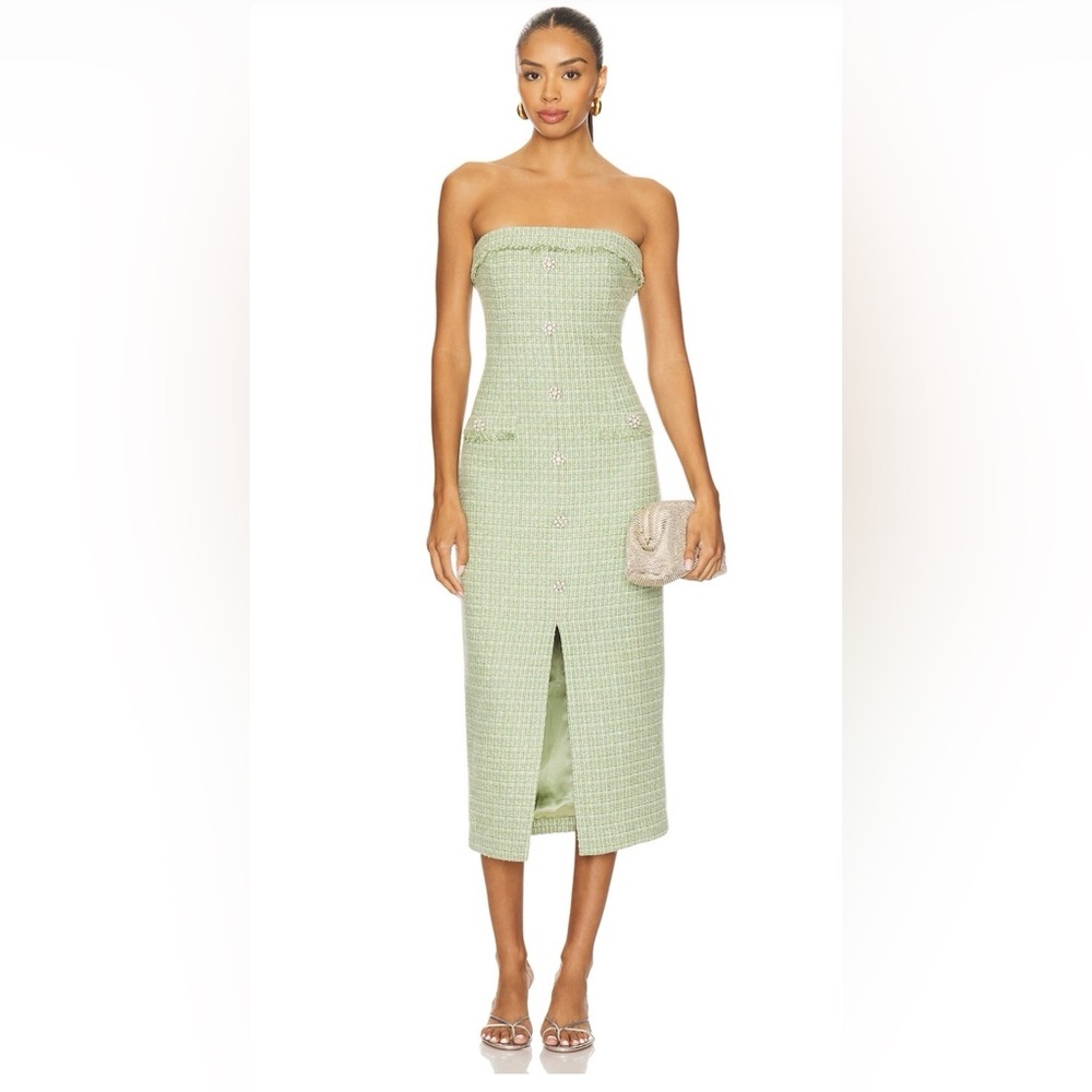 Likely Jenny Tweed Midi Dress with Front Slit